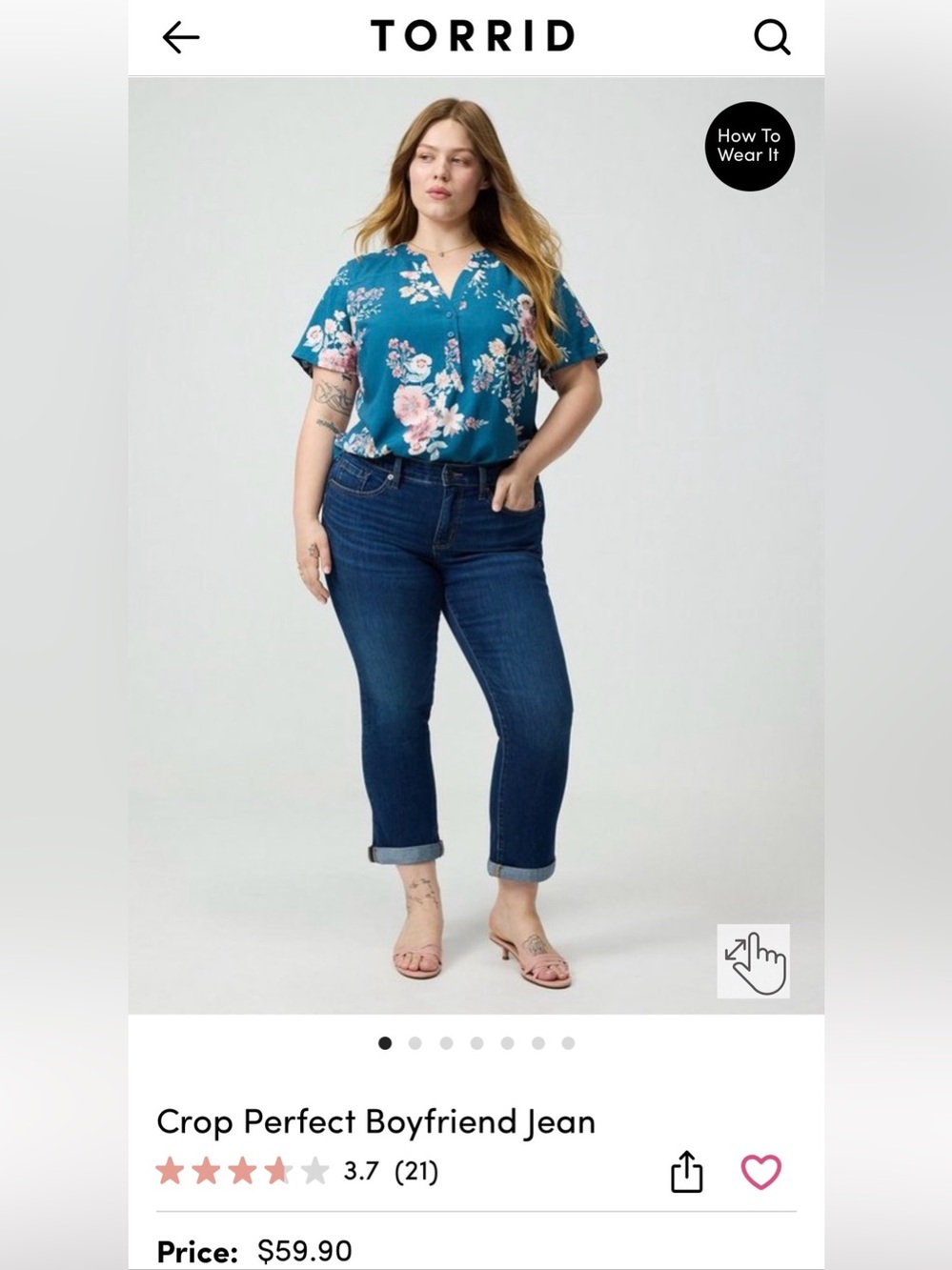 torrid Dark Blue Crop Boyfriend Jeans